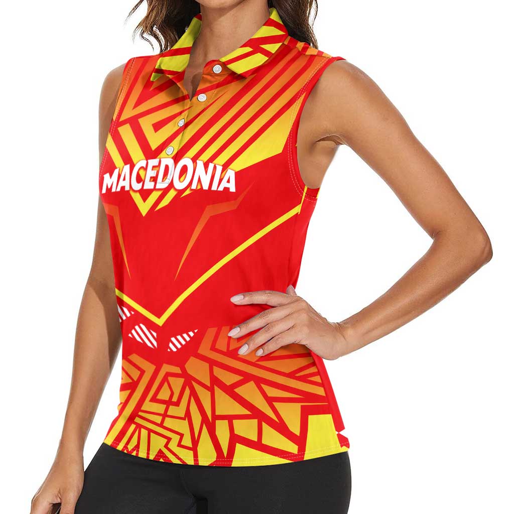 Forever Macedonia Women Sleeveless Polo Shirt Macedonian Flag 1992 - Wonder Print Shop