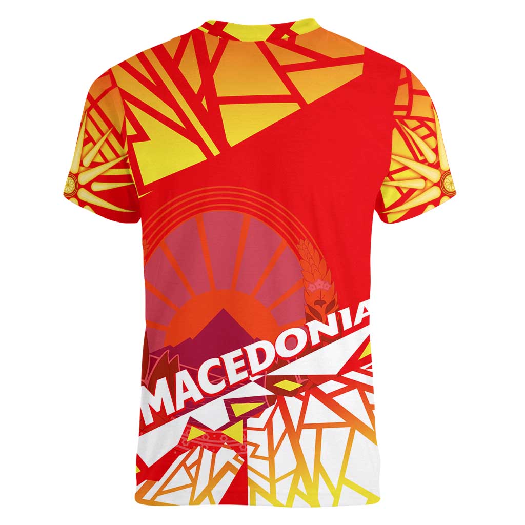 Forever Macedonia Women V-Neck T-Shirt Macedonian Flag 1992 - Wonder Print Shop