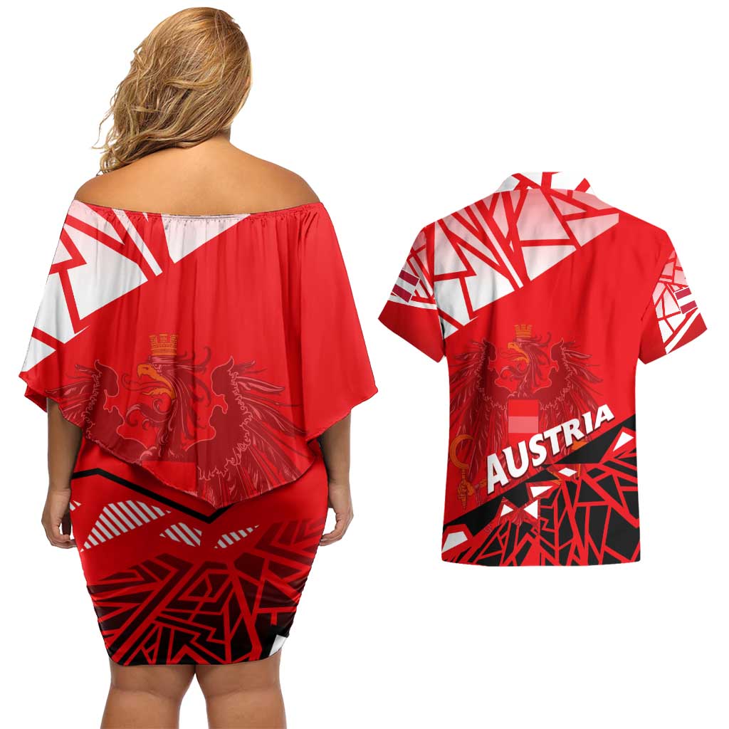 Forever Austria Couples Matching Off Shoulder Short Dress and Hawaiian Shirt Osterreich Eagle - Wonder Print Shop