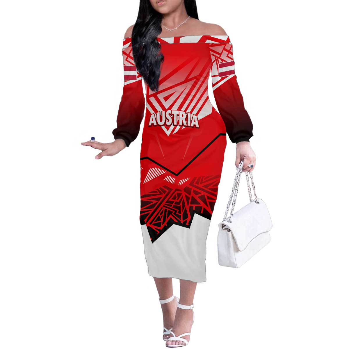 Forever Austria Family Matching Off The Shoulder Long Sleeve Dress and Hawaiian Shirt Osterreich Eagle - Wonder Print Shop