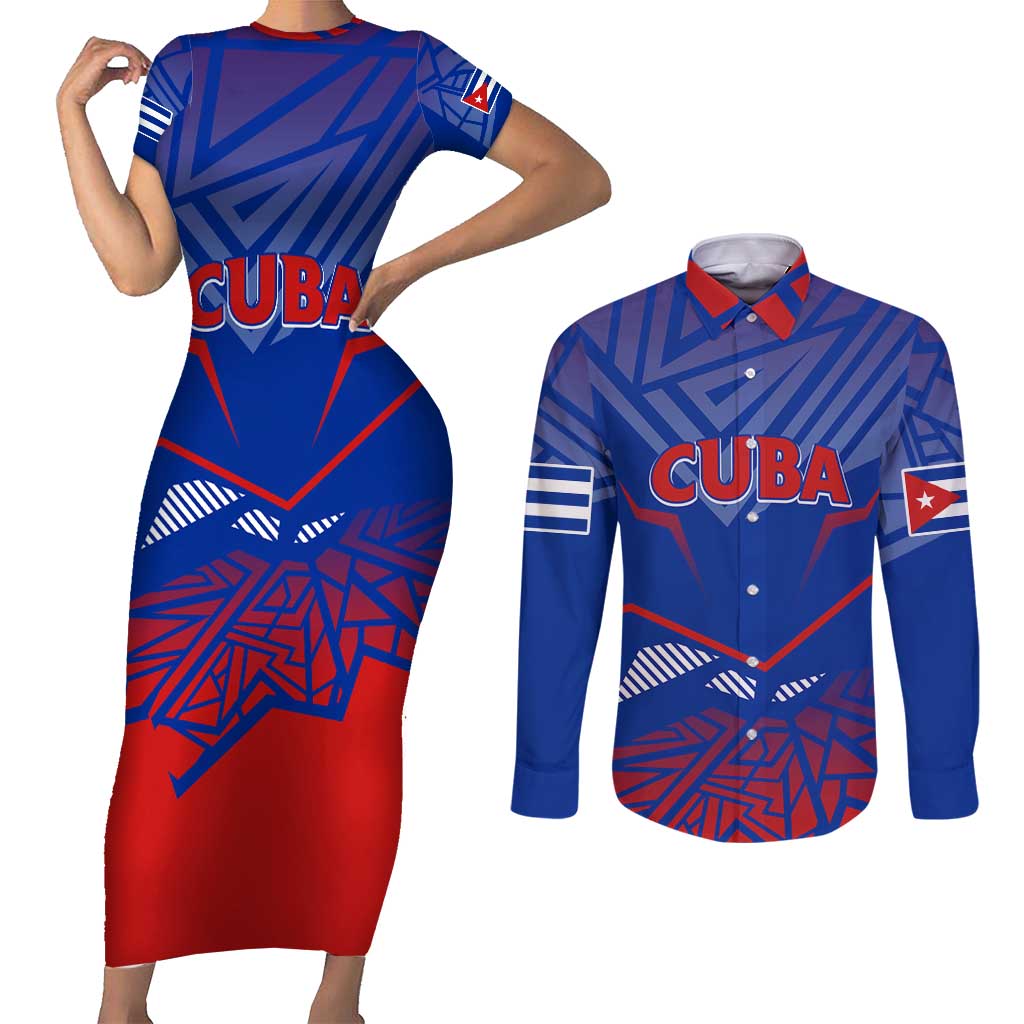 Forever Cuba Couples Matching Short Sleeve Bodycon Dress and Long Sleeve Button Shirt Patria o Muerte, Venceremos - Wonder Print Shop
