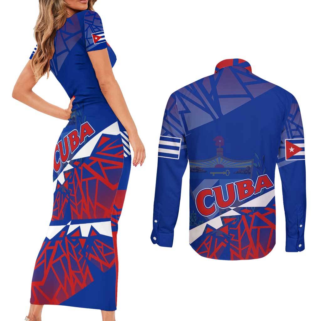 Forever Cuba Couples Matching Short Sleeve Bodycon Dress and Long Sleeve Button Shirt Patria o Muerte, Venceremos - Wonder Print Shop