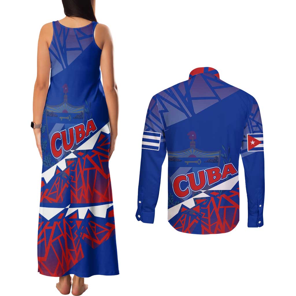 Forever Cuba Couples Matching Tank Maxi Dress and Long Sleeve Button Shirt Patria o Muerte, Venceremos - Wonder Print Shop