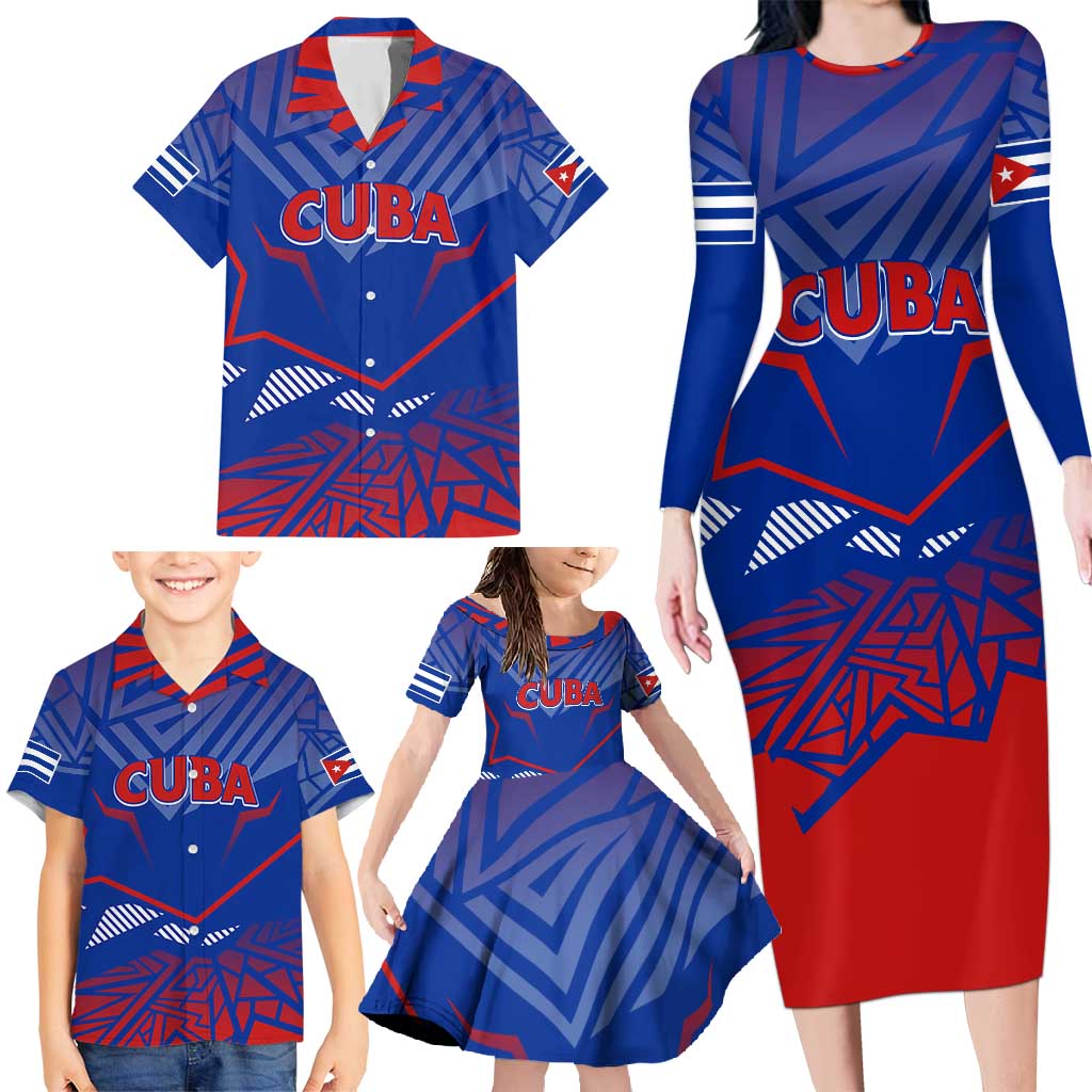 Forever Cuba Family Matching Long Sleeve Bodycon Dress and Hawaiian Shirt Patria o Muerte, Venceremos - Wonder Print Shop