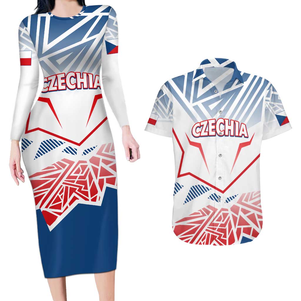 Forever Czech Republic Couples Matching Long Sleeve Bodycon Dress and Hawaiian Shirt Czechia Pravda Vitezi - Wonder Print Shop