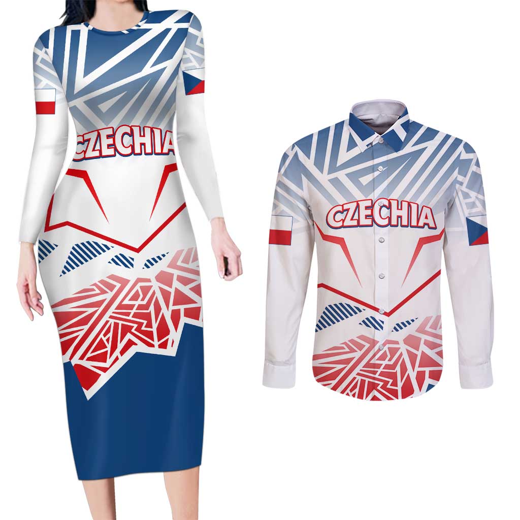 Forever Czech Republic Couples Matching Long Sleeve Bodycon Dress and Long Sleeve Button Shirt Czechia Pravda Vitezi - Wonder Print Shop