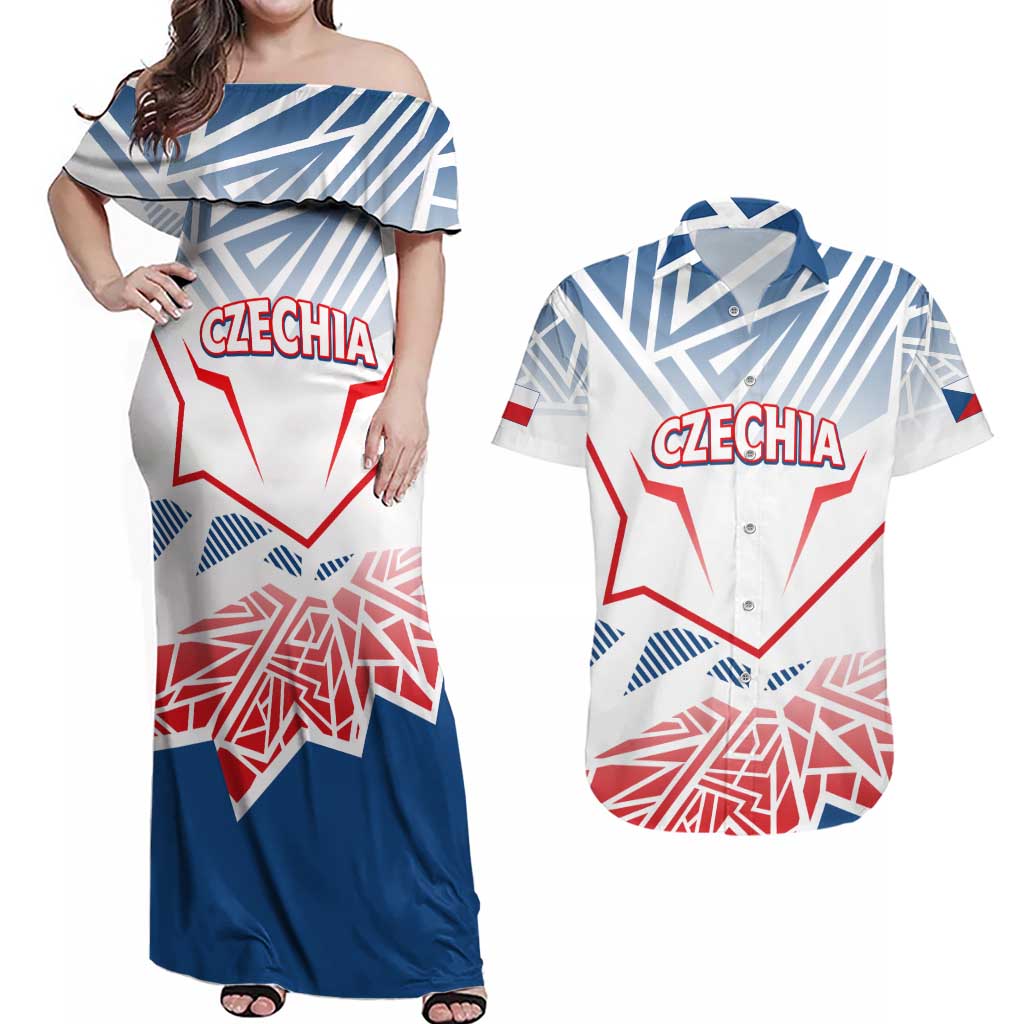 Forever Czech Republic Couples Matching Off Shoulder Maxi Dress and Hawaiian Shirt Czechia Pravda Vitezi - Wonder Print Shop