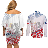 Forever Czech Republic Couples Matching Off Shoulder Short Dress and Long Sleeve Button Shirt Czechia Pravda Vitezi - Wonder Print Shop