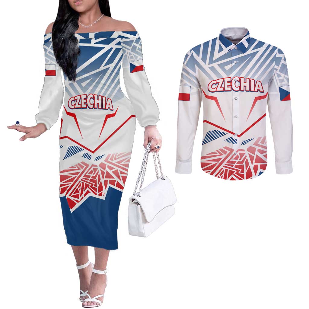 Forever Czech Republic Couples Matching Off The Shoulder Long Sleeve Dress and Long Sleeve Button Shirt Czechia Pravda Vitezi