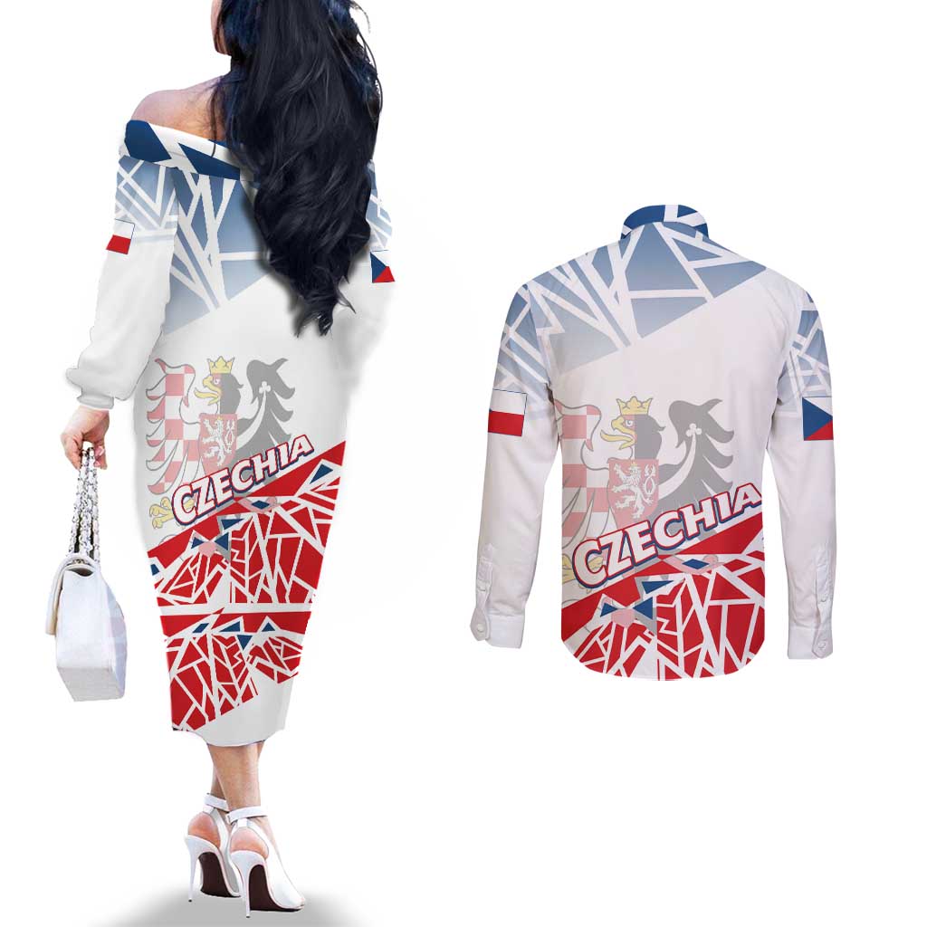 Forever Czech Republic Couples Matching Off The Shoulder Long Sleeve Dress and Long Sleeve Button Shirt Czechia Pravda Vitezi