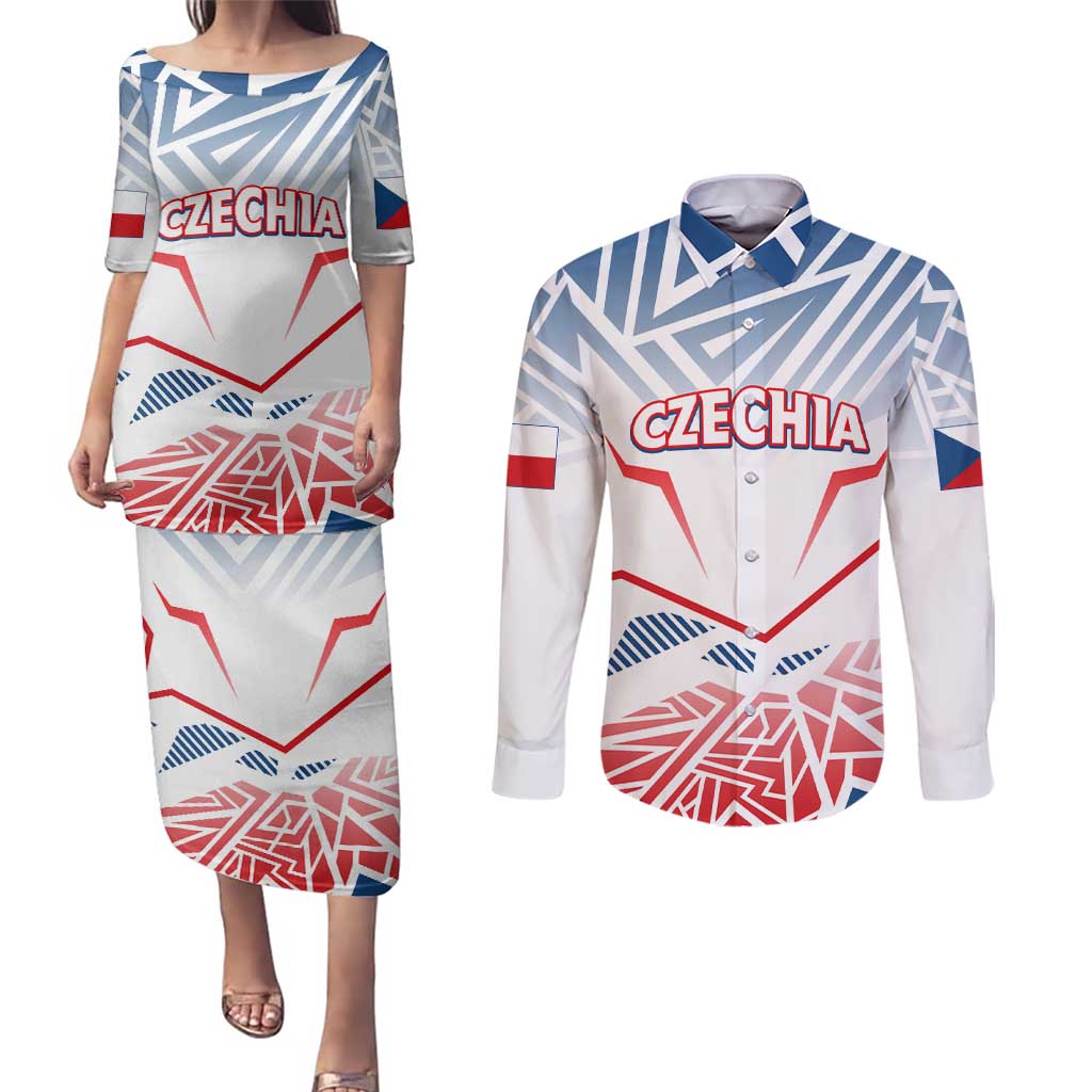 Forever Czech Republic Couples Matching Puletasi and Long Sleeve Button Shirt Czechia Pravda Vitezi - Wonder Print Shop
