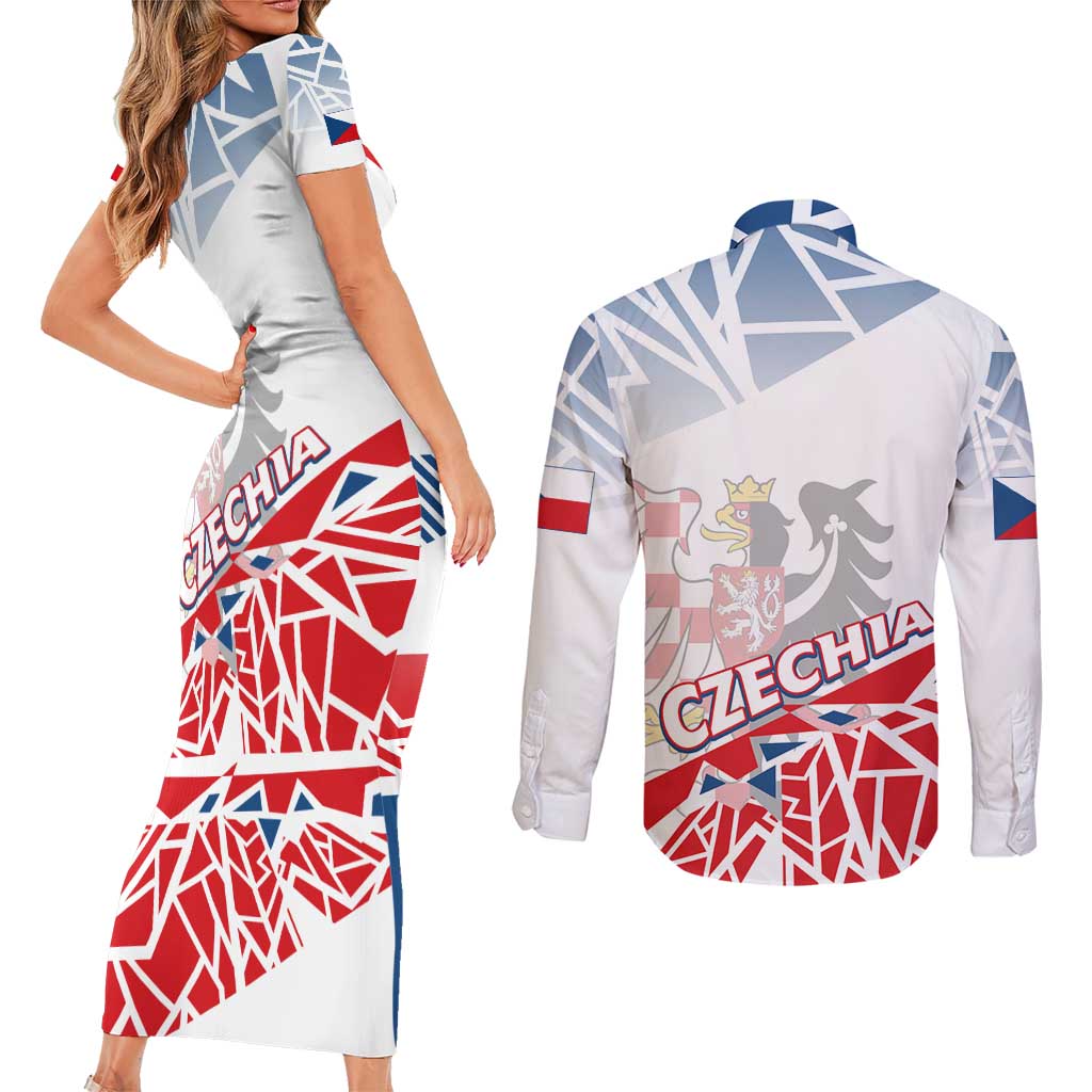 Forever Czech Republic Couples Matching Short Sleeve Bodycon Dress and Long Sleeve Button Shirt Czechia Pravda Vitezi - Wonder Print Shop