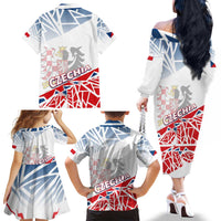 Forever Czech Republic Family Matching Off The Shoulder Long Sleeve Dress and Hawaiian Shirt Czechia Pravda Vitezi - Wonder Print Shop