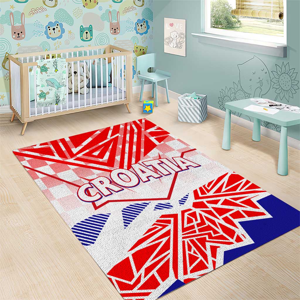 Forever Croatia Area Rug Hrvatska Trobojnica Checkerboard - Wonder Print Shop
