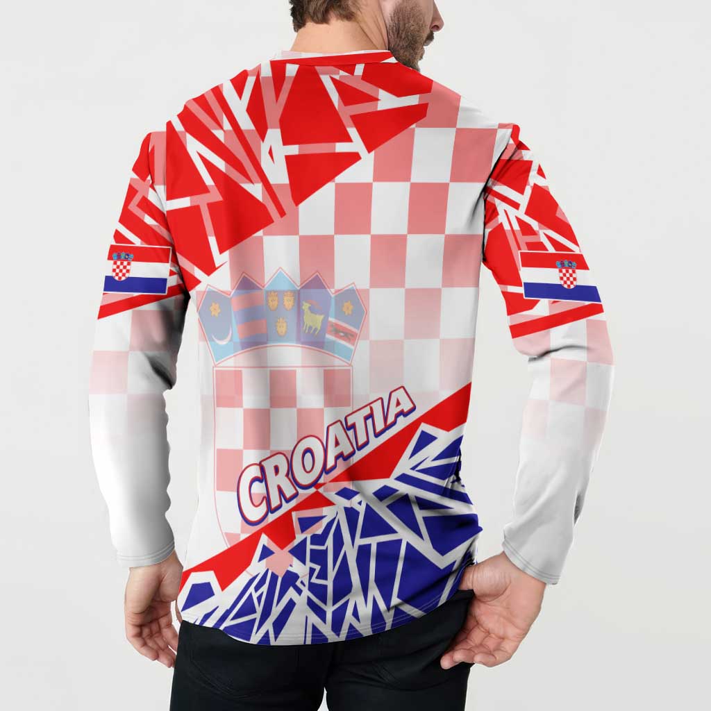 Forever Croatia Button Sweatshirt Hrvatska Trobojnica Checkerboard - Wonder Print Shop