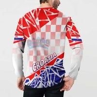 Forever Croatia Button Sweatshirt Hrvatska Trobojnica Checkerboard - Wonder Print Shop