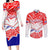 Forever Croatia Couples Matching Long Sleeve Bodycon Dress and Long Sleeve Button Shirt Hrvatska Trobojnica Checkerboard - Wonder Print Shop