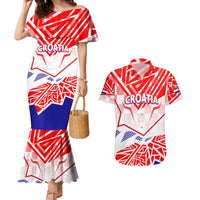 Forever Croatia Couples Matching Mermaid Dress and Hawaiian Shirt Hrvatska Trobojnica Checkerboard - Wonder Print Shop