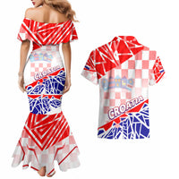 Forever Croatia Couples Matching Mermaid Dress and Hawaiian Shirt Hrvatska Trobojnica Checkerboard - Wonder Print Shop