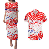 Forever Croatia Couples Matching Puletasi and Hawaiian Shirt Hrvatska Trobojnica Checkerboard - Wonder Print Shop