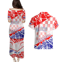 Forever Croatia Couples Matching Puletasi and Hawaiian Shirt Hrvatska Trobojnica Checkerboard - Wonder Print Shop