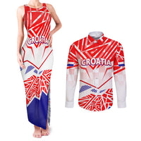 Forever Croatia Couples Matching Tank Maxi Dress and Long Sleeve Button Shirt Hrvatska Trobojnica Checkerboard - Wonder Print Shop