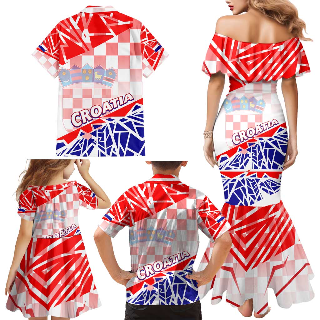 Forever Croatia Family Matching Mermaid Dress and Hawaiian Shirt Hrvatska Trobojnica Checkerboard - Wonder Print Shop