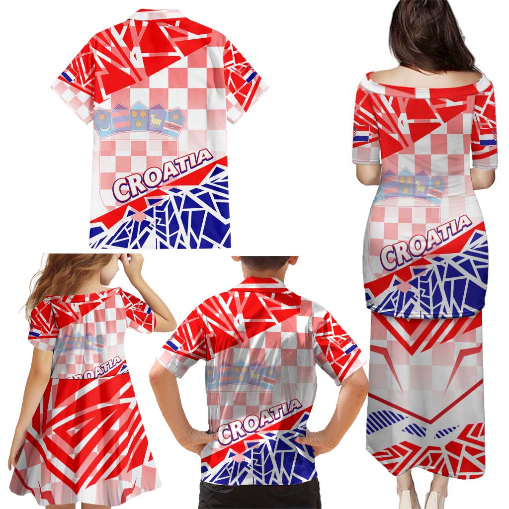 Forever Croatia Family Matching Puletasi and Hawaiian Shirt Hrvatska Trobojnica Checkerboard - Wonder Print Shop