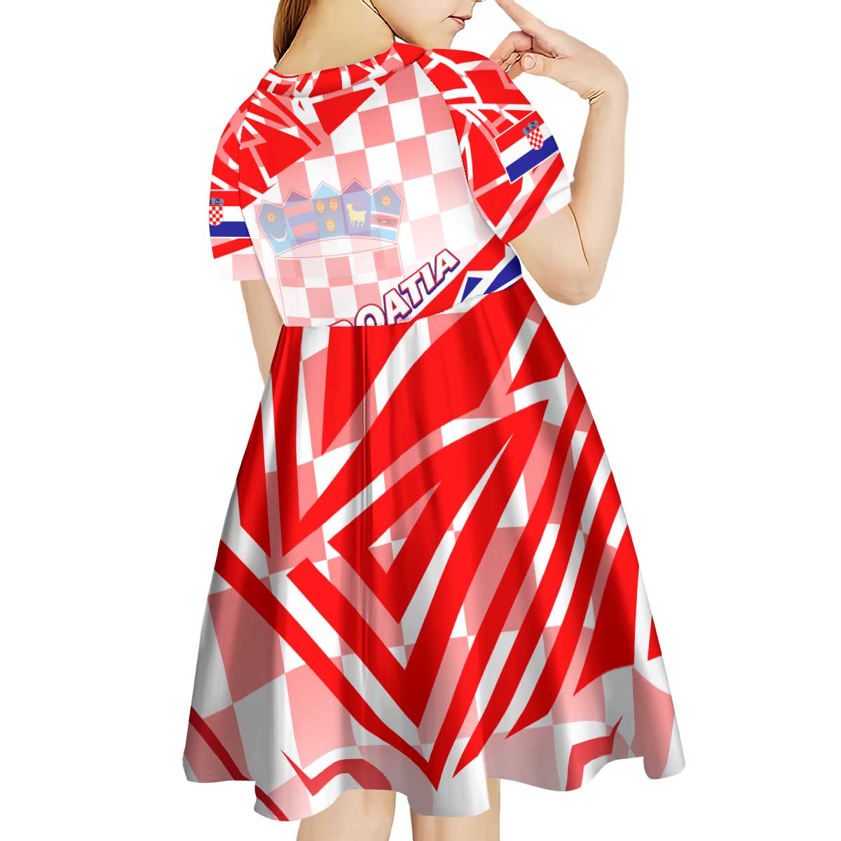 Forever Croatia Kid Short Sleeve Dress Hrvatska Trobojnica Checkerboard - Wonder Print Shop