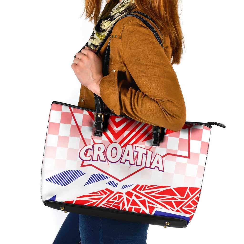 Forever Croatia Leather Tote Bag Hrvatska Trobojnica Checkerboard - Wonder Print Shop