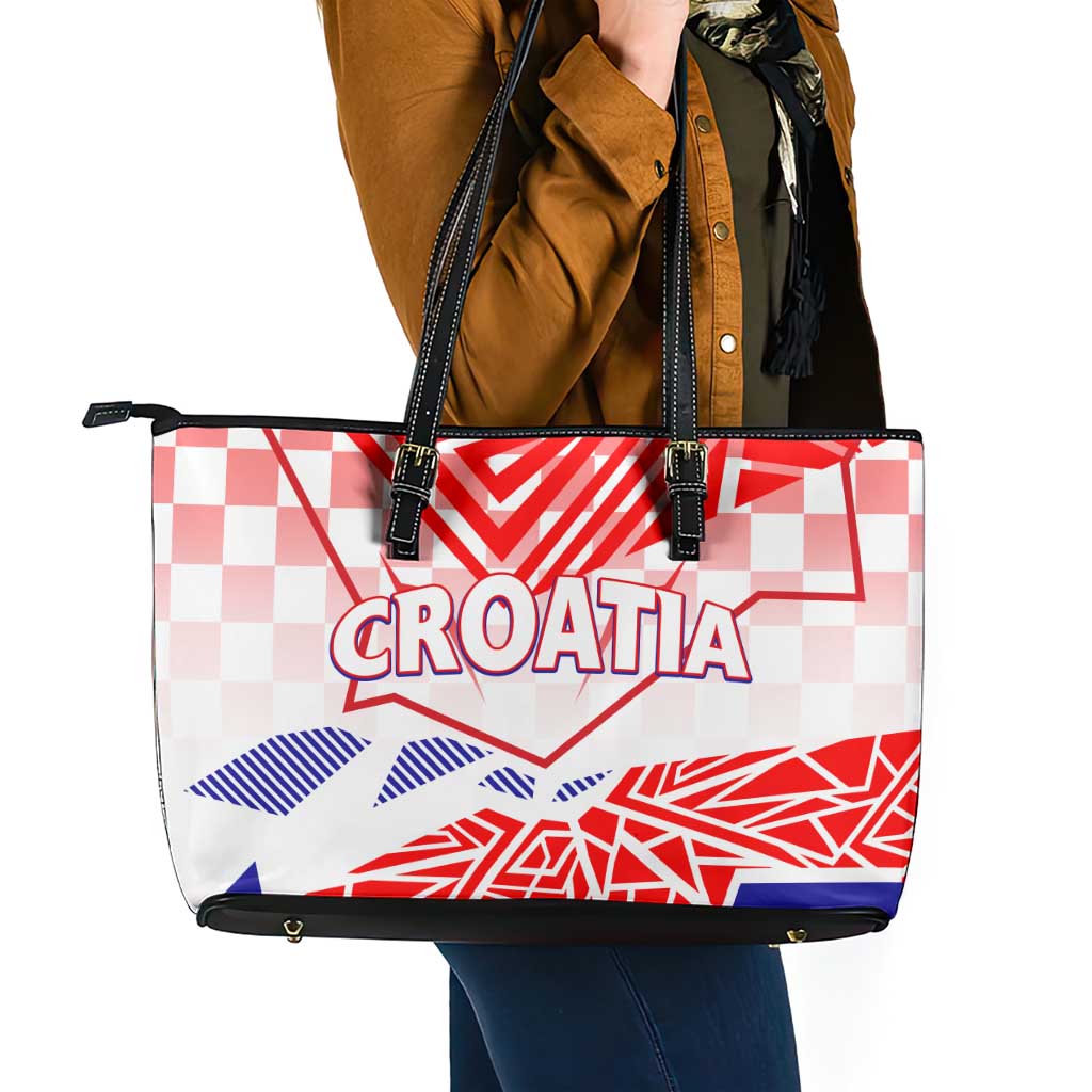 Forever Croatia Leather Tote Bag Hrvatska Trobojnica Checkerboard - Wonder Print Shop