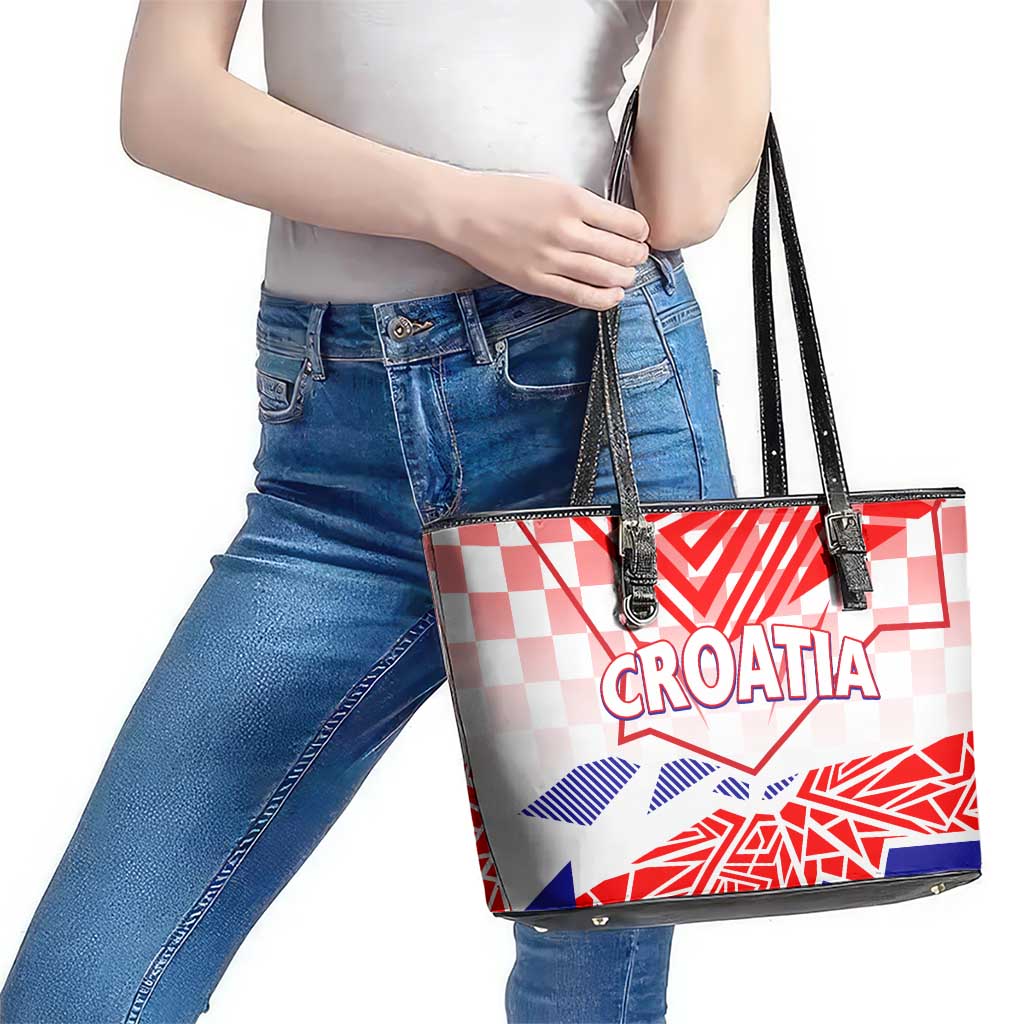 Forever Croatia Leather Tote Bag Hrvatska Trobojnica Checkerboard - Wonder Print Shop