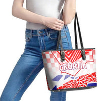 Forever Croatia Leather Tote Bag Hrvatska Trobojnica Checkerboard - Wonder Print Shop