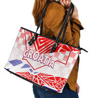Forever Croatia Leather Tote Bag Hrvatska Trobojnica Checkerboard - Wonder Print Shop
