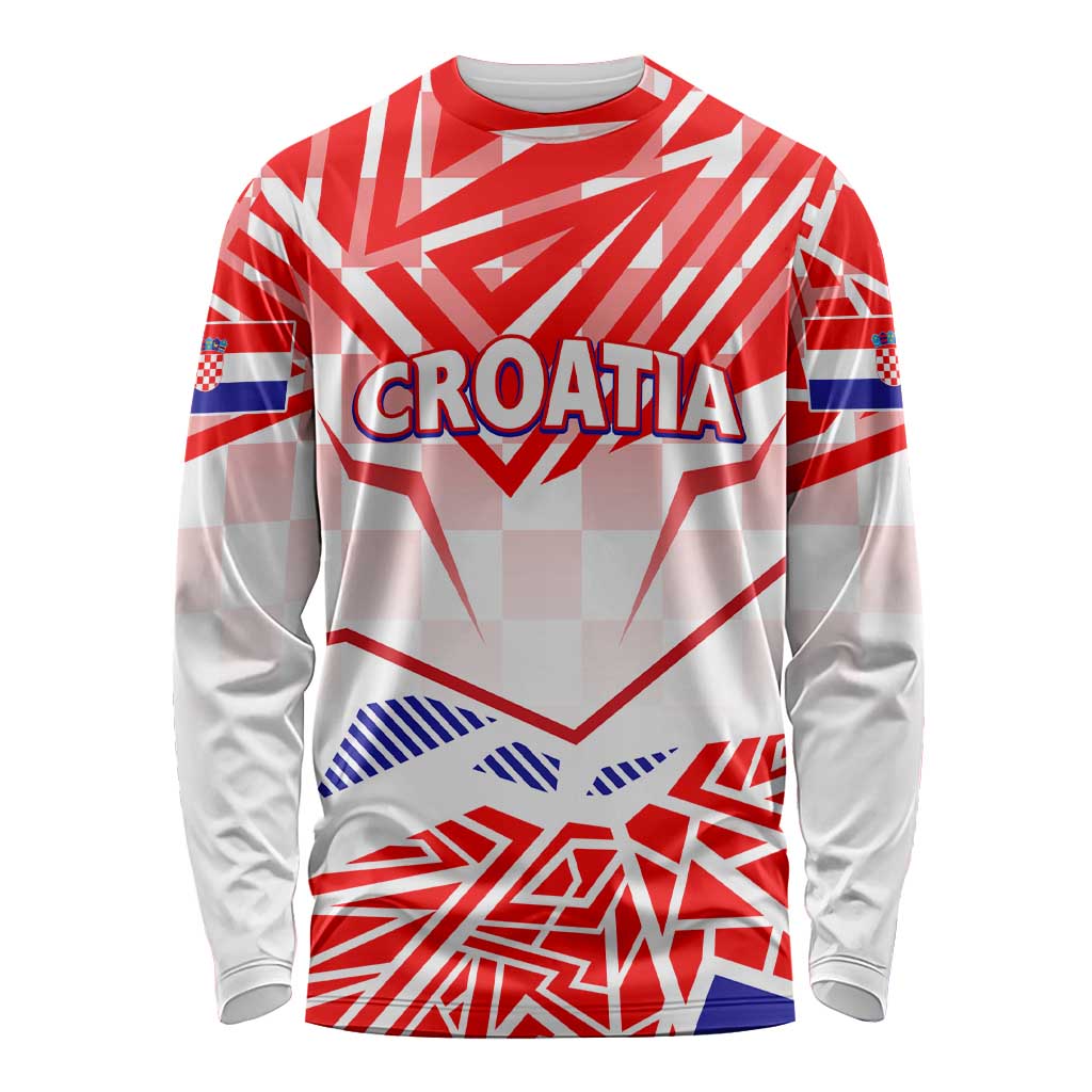 Forever Croatia Long Sleeve Shirt Hrvatska Trobojnica Checkerboard - Wonder Print Shop