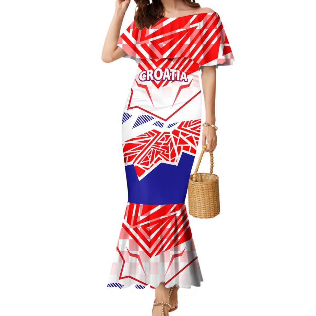 Forever Croatia Mermaid Dress Hrvatska Trobojnica Checkerboard - Wonder Print Shop