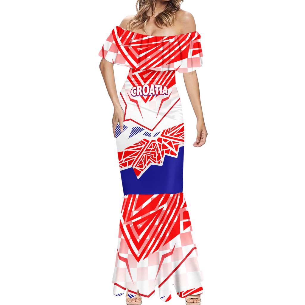 Forever Croatia Mermaid Dress Hrvatska Trobojnica Checkerboard - Wonder Print Shop