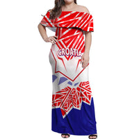 Forever Croatia Off Shoulder Maxi Dress Hrvatska Trobojnica Checkerboard - Wonder Print Shop
