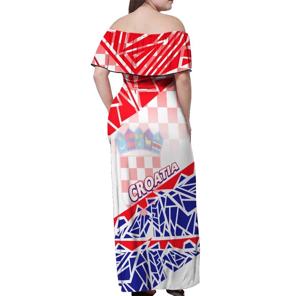 Forever Croatia Off Shoulder Maxi Dress Hrvatska Trobojnica Checkerboard - Wonder Print Shop