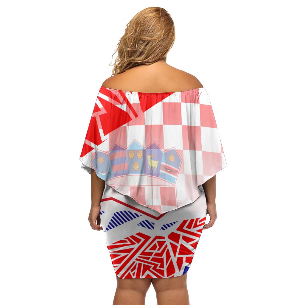 Forever Croatia Off Shoulder Short Dress Hrvatska Trobojnica Checkerboard - Wonder Print Shop