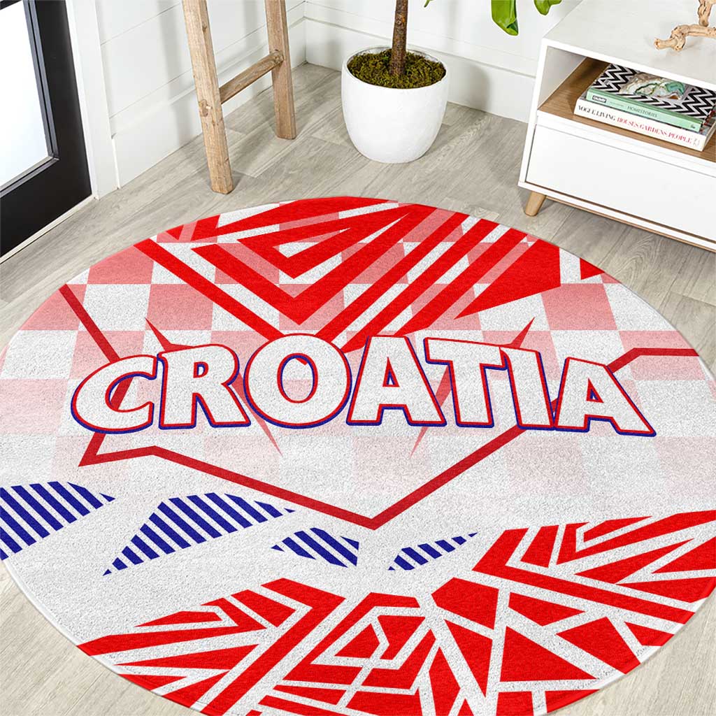 Forever Croatia Round Carpet Hrvatska Trobojnica Checkerboard