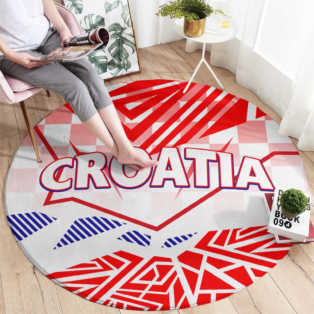 Forever Croatia Round Carpet Hrvatska Trobojnica Checkerboard
