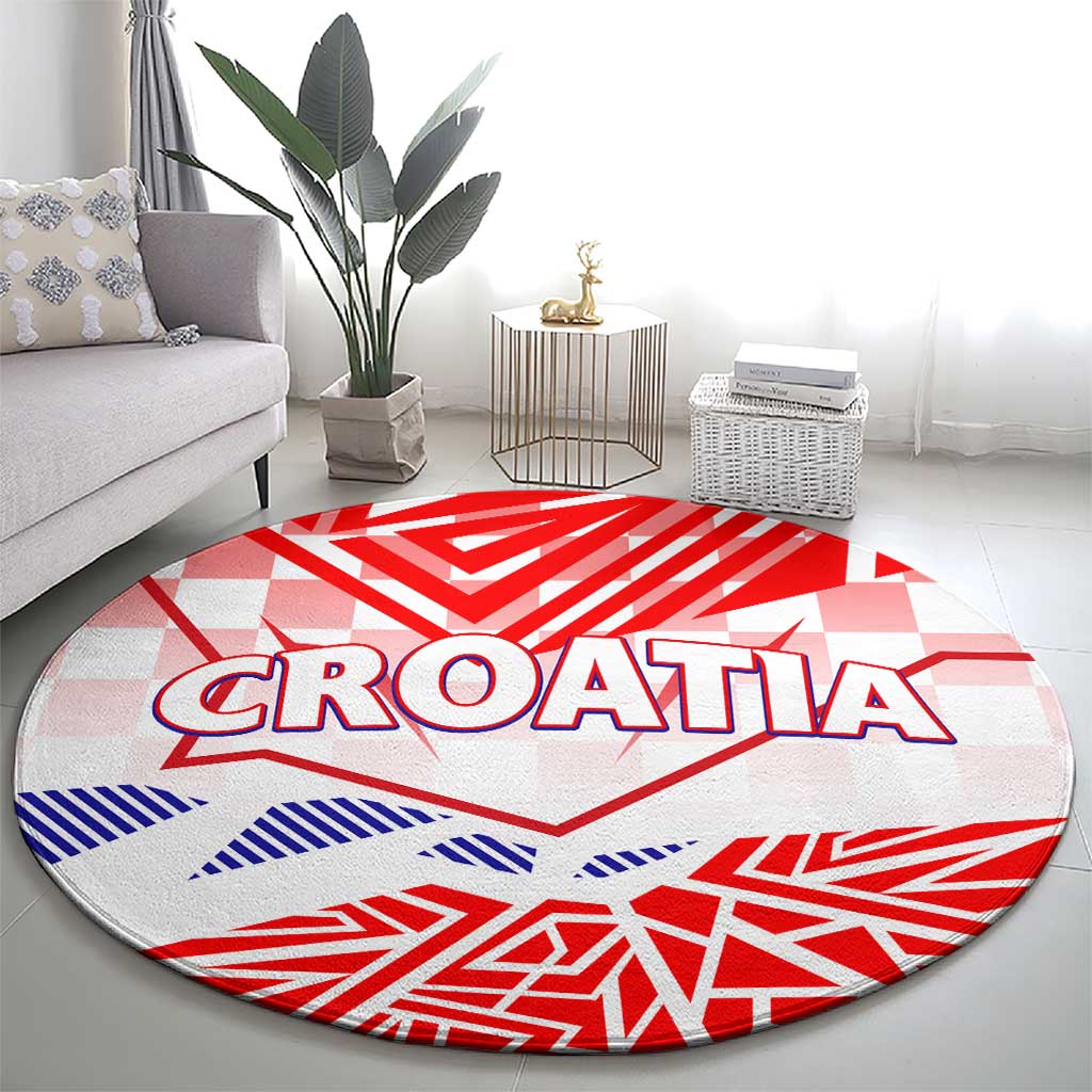 Forever Croatia Round Carpet Hrvatska Trobojnica Checkerboard