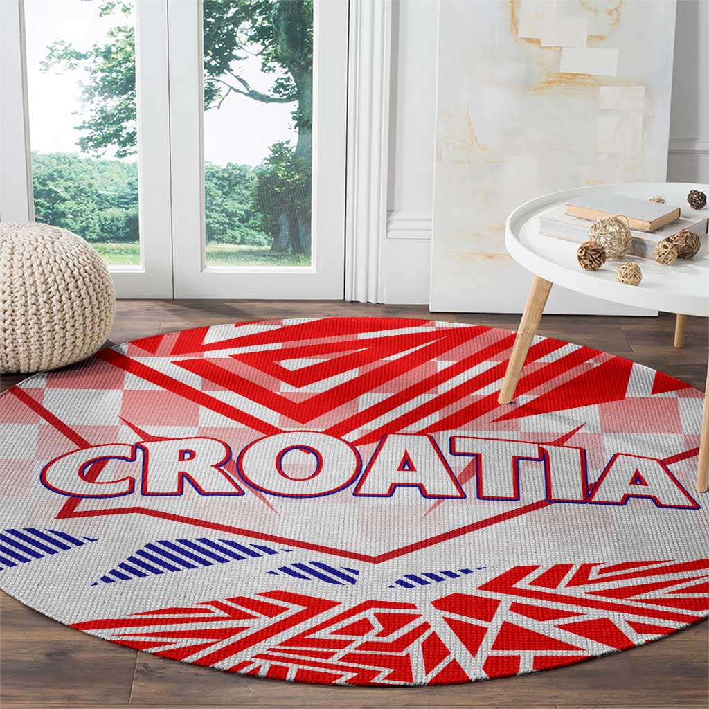 Forever Croatia Round Carpet Hrvatska Trobojnica Checkerboard