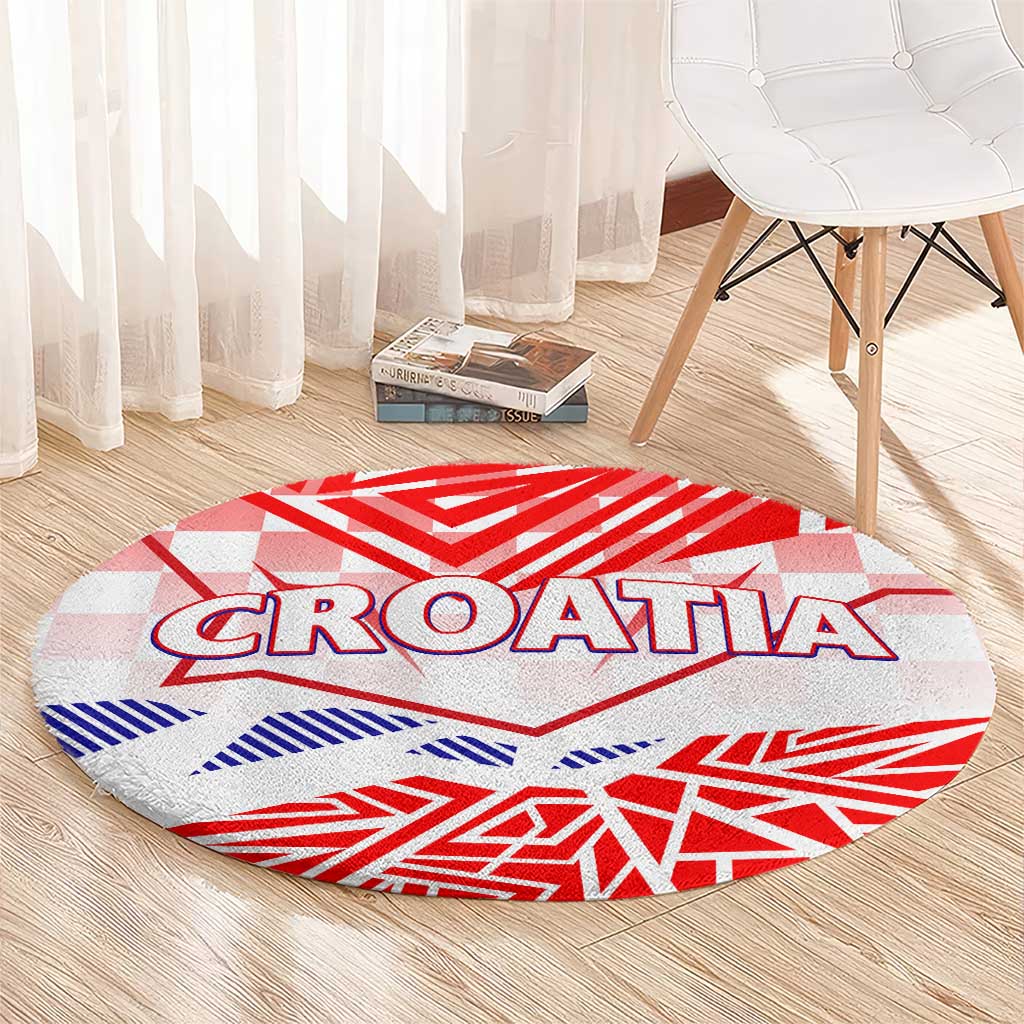 Forever Croatia Round Carpet Hrvatska Trobojnica Checkerboard