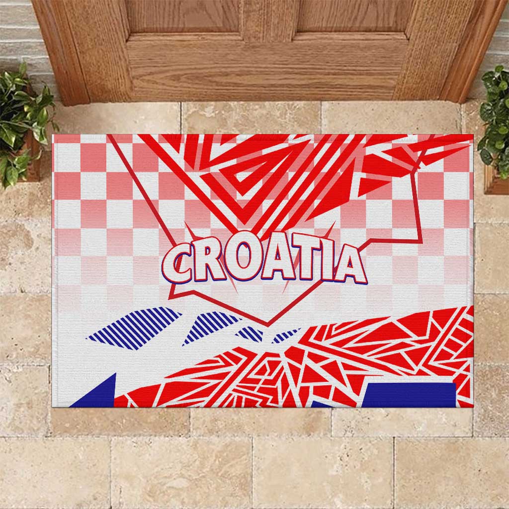 Forever Croatia Rubber Doormat Hrvatska Trobojnica Checkerboard - Wonder Print Shop