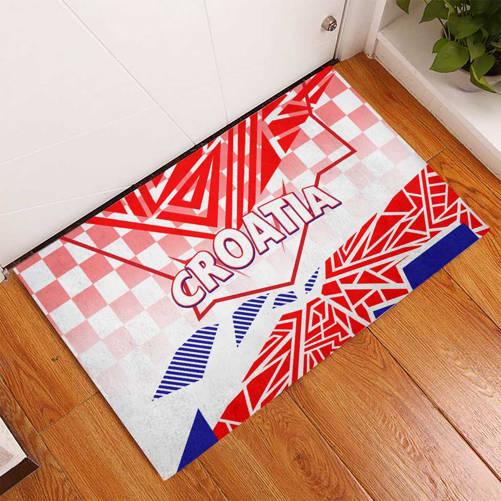 Forever Croatia Rubber Doormat Hrvatska Trobojnica Checkerboard - Wonder Print Shop
