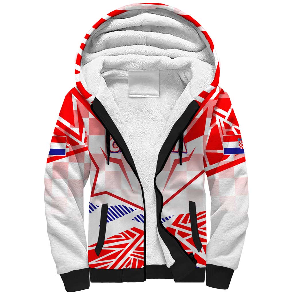 Forever Croatia Sherpa Hoodie Hrvatska Trobojnica Checkerboard - Wonder Print Shop