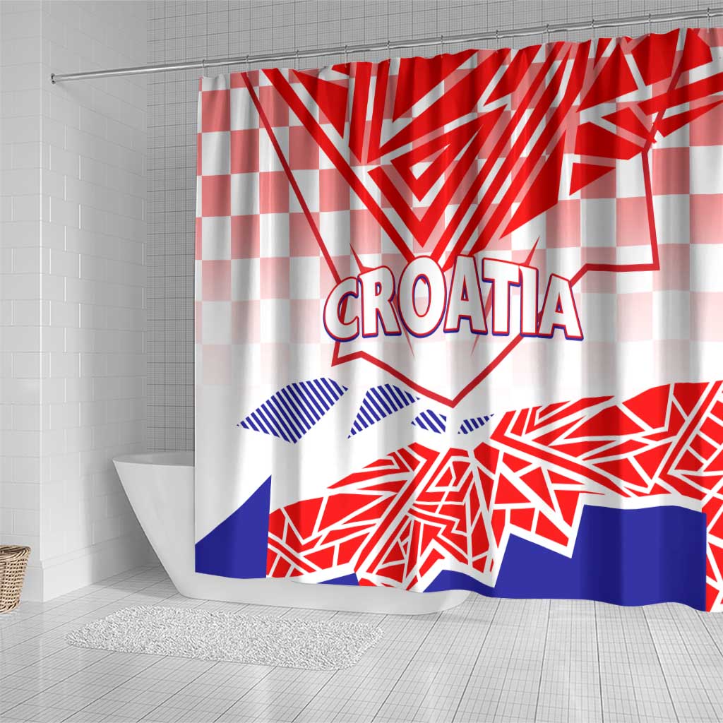 Forever Croatia Shower Curtain Hrvatska Trobojnica Checkerboard