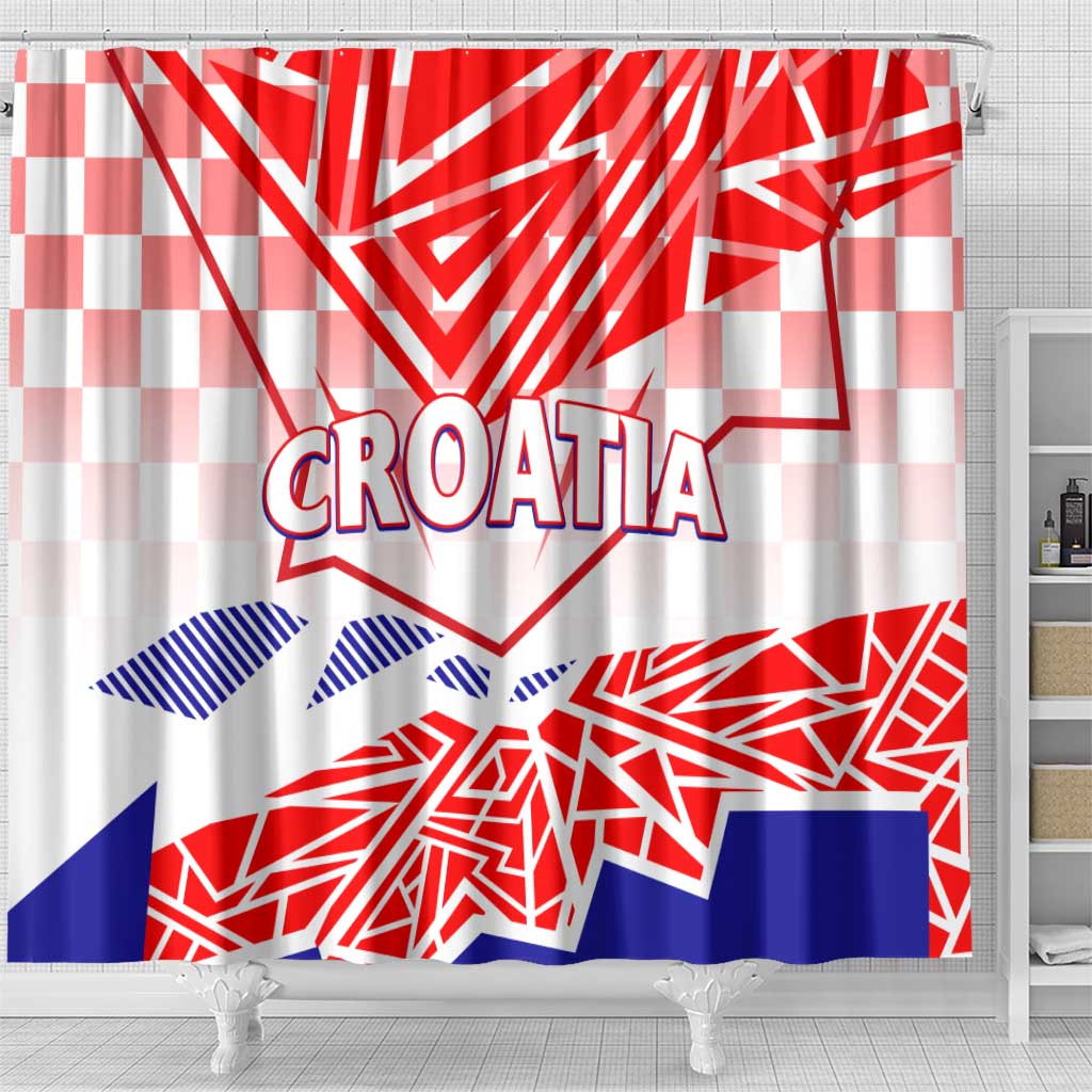 Forever Croatia Shower Curtain Hrvatska Trobojnica Checkerboard